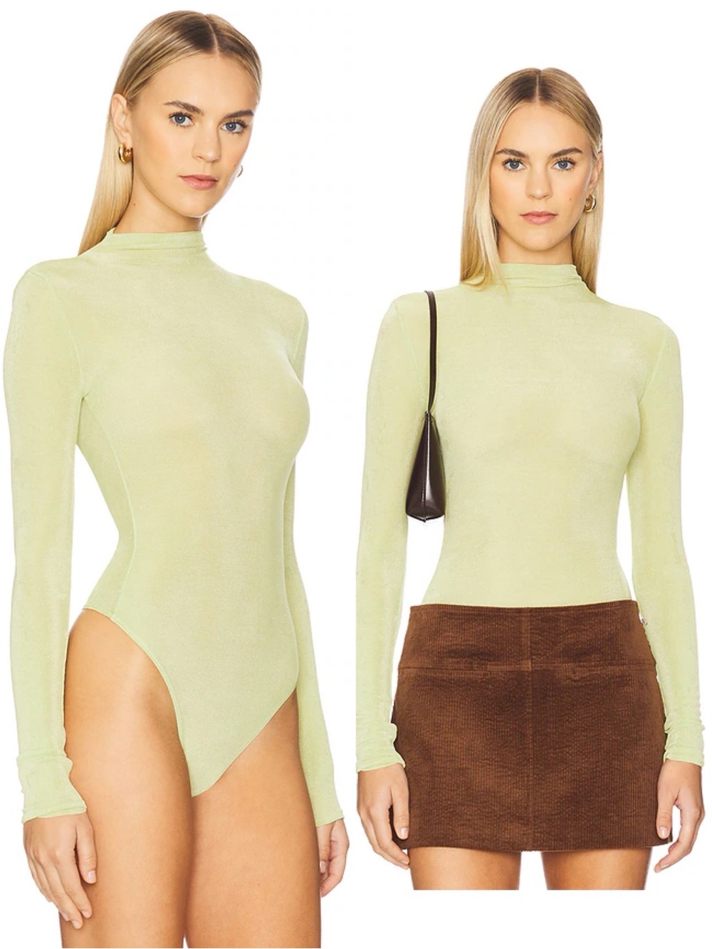 NEW Ser.o.ya Lilia Top Green Tea Long Sleeve Bodysuit. Sk24
